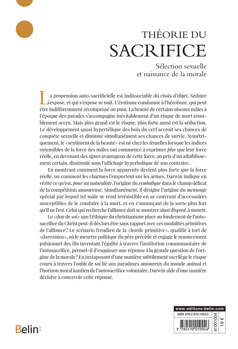 Théorie du sacrifice - Patrick Tort